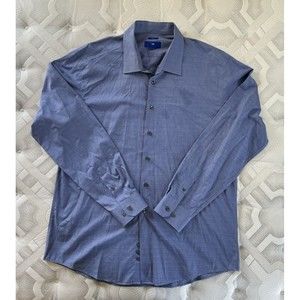 Egara Mens Shirt Long Sleeve Button Up Plaid Blue Non-Iron Sum Fit 2XLT